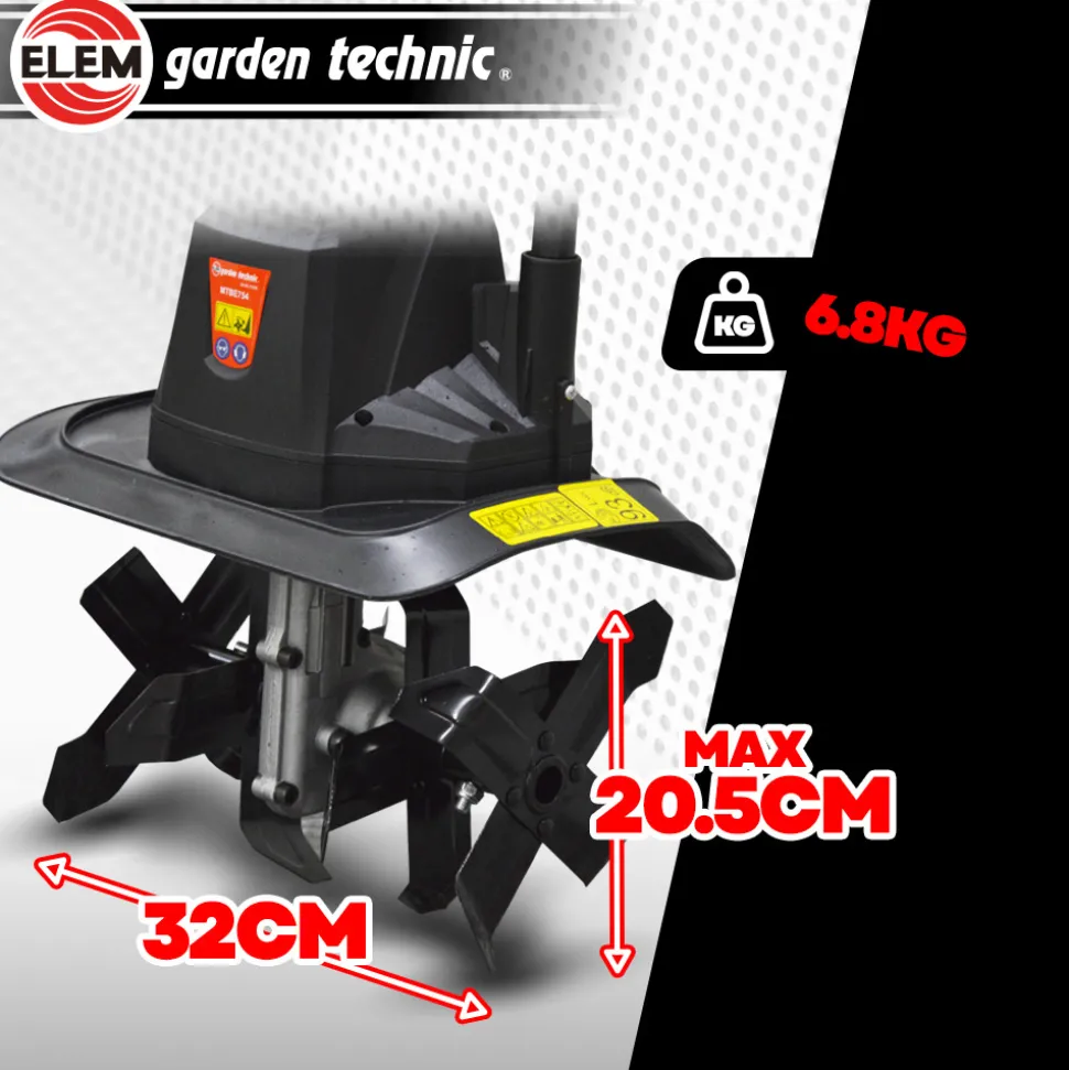 ELEM GARDEN TECHNIC - Motobineuse électrique 750w 32cm - 4 fraises