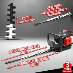 ELEM GARDEN TECHNIC - Taille-haies thermique 26cc - coupe 560mm - elem garden