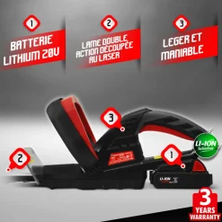 ELEM GARDEN TECHNIC - Taille haies rechargeable 20v lithium