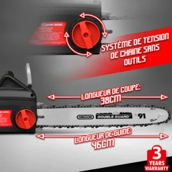 ELEM GARDEN TECHNIC - Tronçonneuse électrique 2000w guide 46cm oregon