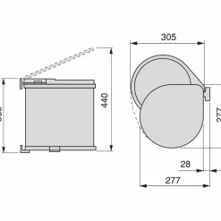 EMUCA - Poubelle à fixation sur porte conteneur de 13 litres