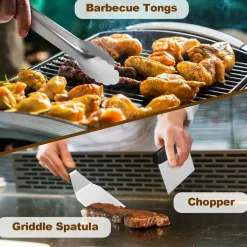 Ensemble d'USTensiles de Barbecue en Acier Inoxydable de 7 Pièces