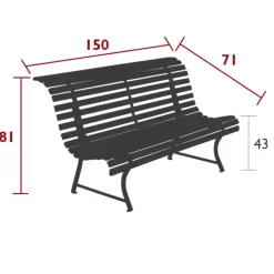 FERMOB - Banc de jardin Louisiane vert cactus en acier - 150x72x80 cm
