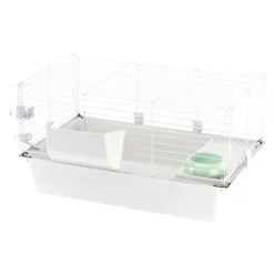 FERPLAST - Cage spacieuse pour cochons d'inde cavie 80, système de fermeture sécurité, accessoires inclus, en métal vernis gris et plastique