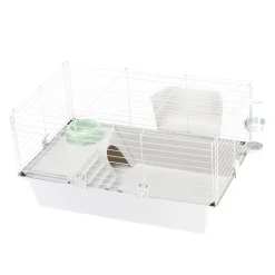 FERPLAST - Cage spacieuse pour cochons d'inde cavie 80, système de fermeture sécurité, accessoires inclus, en métal vernis gris et plastique