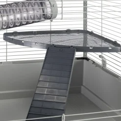 Ferplast cage pour fûrets furet tower, structure verticale sur plusieurs étages, roues et accessoires inclus, métal vernis gris et