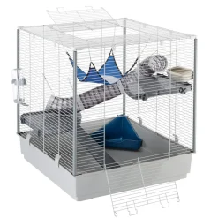Ferplast cage pour rongeurs furet xl pour furets, chinchillas, en métal, accessoires inclus : mangeoire, abreuvoir, coin wc,