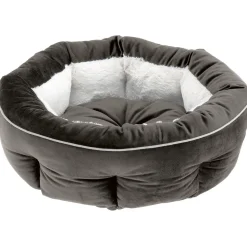 Ferplast couchage arrondi pour chiens et chats marquis 55, lit pour animaux, velours doux, lavable, ø 55 x 20 cm, gris