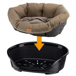 Ferplast panier chien et chat avec coussin sofa' 2 tweed lavable, lit pour chien et chat en plastique rembourré, corbeille en