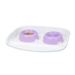 Ferplast plateau avec écuelles pour chats et chiens lindo double écuelle pour animaux, base en plastique résistant, pieds