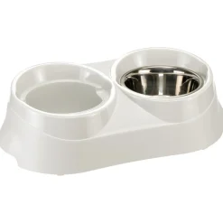 Ferplast support de gamelle pour chien duo feed avec 2 gamelles en acier inoxydable - système de double alimentation, antidérapant