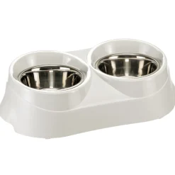 Ferplast support de gamelle pour chien duo feed avec 2 gamelles en acier inoxydable - système de double alimentation, antidérapant