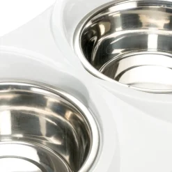 Ferplast support de gamelle pour chien duo feed avec 2 gamelles en acier inoxydable - système de double alimentation, antidérapant