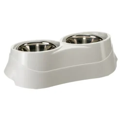 Ferplast support de gamelle pour chien duo feed avec 2 gamelles en acier inoxydable - système de double alimentation, antidérapant