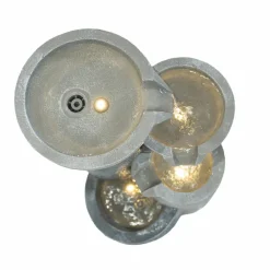 Fontaine de jardin tranquil tiers avec éclairage led blanc chaud & brosse à nettoyage