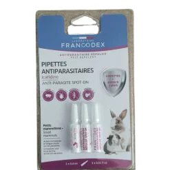 FRANCODEX - 3 pipettes antiparasitaires protection renforcée pour rongeurs