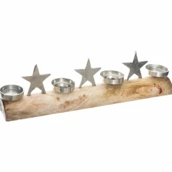 FÉÉRIE LIGHTS & CHRISTMAS - Photophore de noël design bois terre sauvage - argent