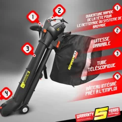 GARDEO - Aspirateur souffleur broyeur 3000w 15500t/min - gardeo pro