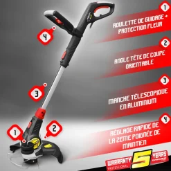 GARDEO PRO - Coupe bordures électrique télescopique 600w - 30cm