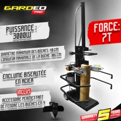 GARDEO PRO - Fendeur de bûches vertical 3000w - gardeo pro
