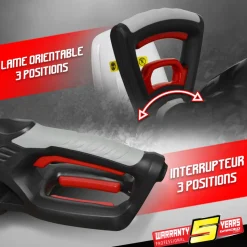 GARDEO PRO - Taille-haies électrique 600w avec lame 55 cm - coupe 20 mm - poignée rotative -