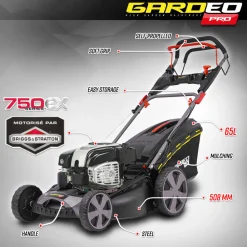 GARDEO PRO - Tondeuse thermique tractée 161cc avec moteur briggs and stratton, mulching et éj