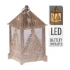 GÉNÉRIQUE - Lanterne led taillée en bois 6,5x6,5x12cm