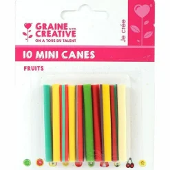 GRAINE CRÉATIVE - 20 mini canes pâte polymère à trancher 5 x 0,5 cm - fruits