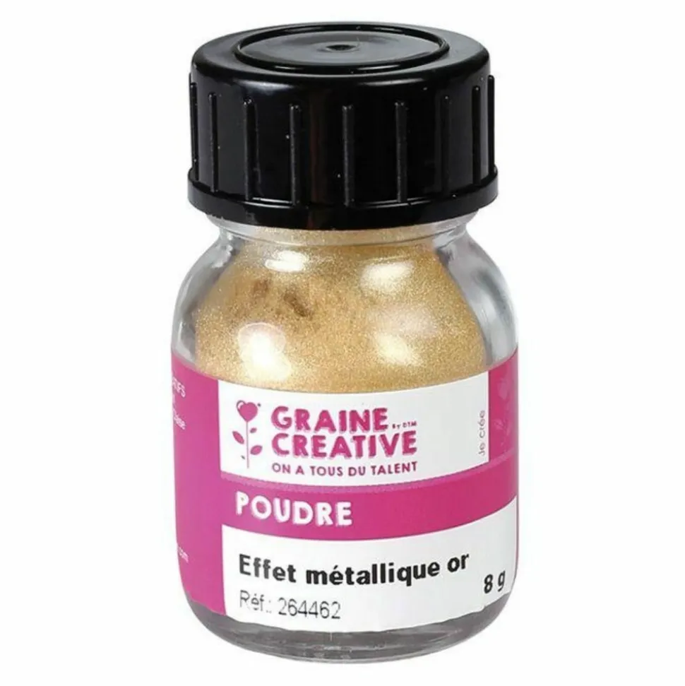 GRAINE CRÉATIVE - Poudre effet métallique doré pour pâte polymère 16 g