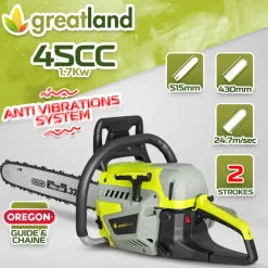 GREATLAND - Tronçonneuse thermique 45cc - guide et chaîne oregon - greatland