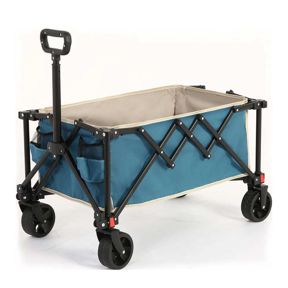GUTENT - Chariot pliable jardin, roues tout-terrain, poignée réglable, bleu