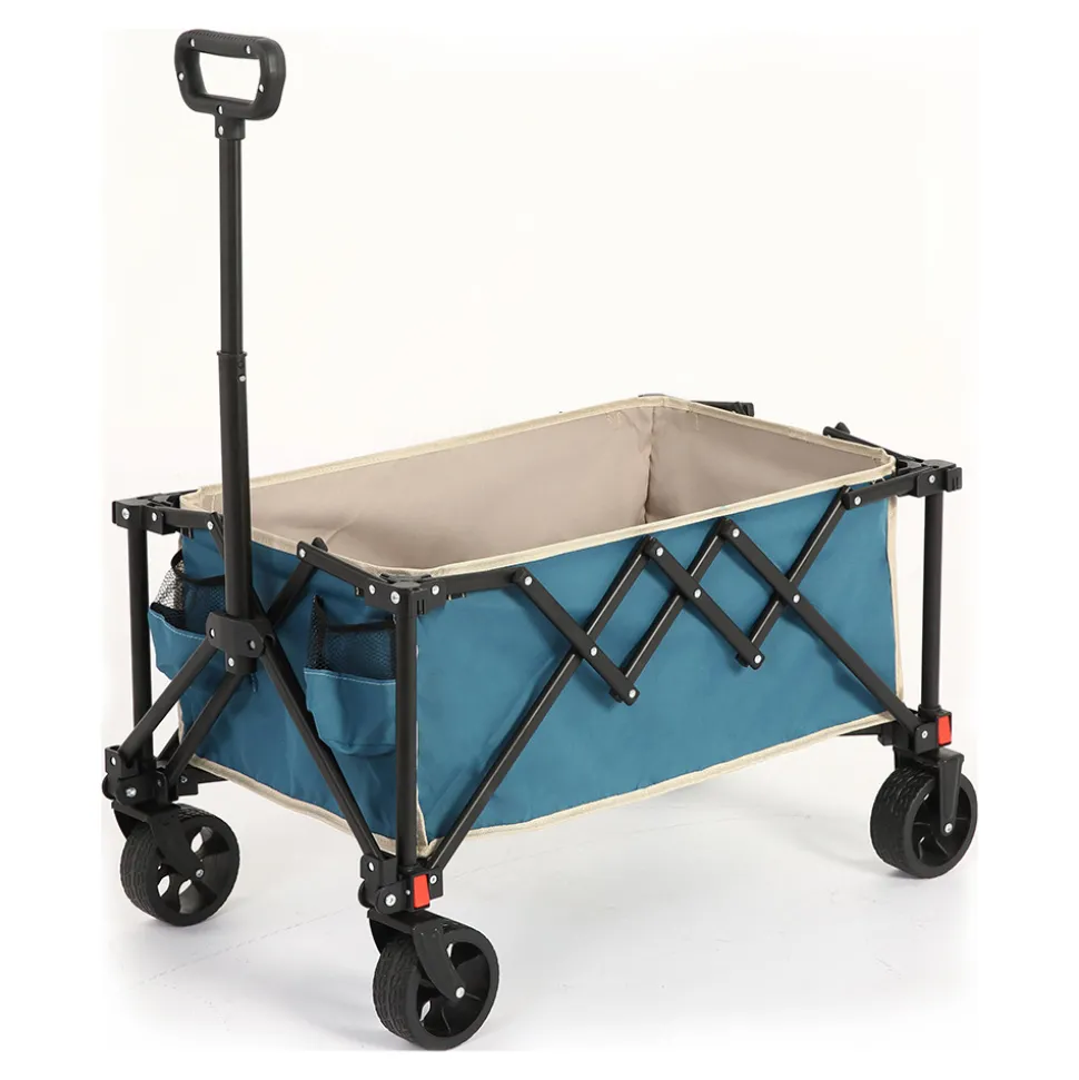 GUTENT - Chariot pliable jardin, roues tout-terrain, poignée réglable, bleu