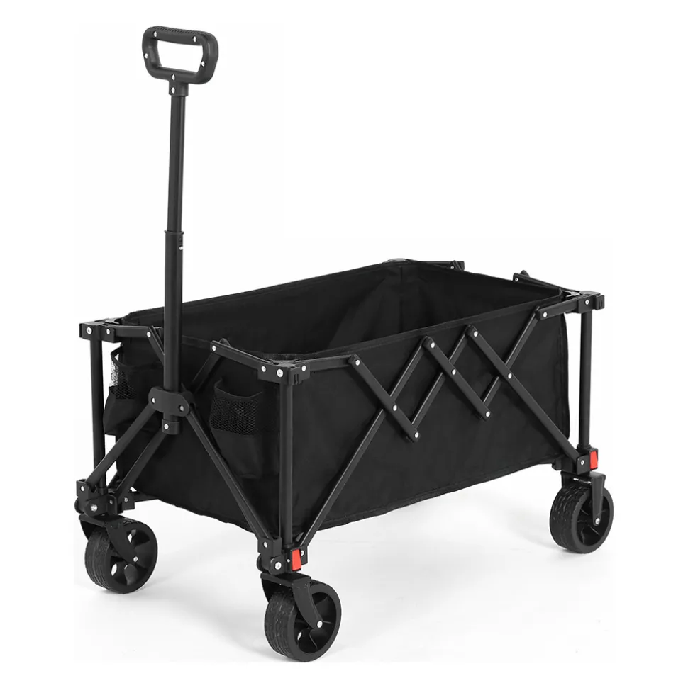 GUTENT - Chariots pliants, chariot pliant avec roues tout terrain, chariots de jardin robustes avec poignée réglable, noir