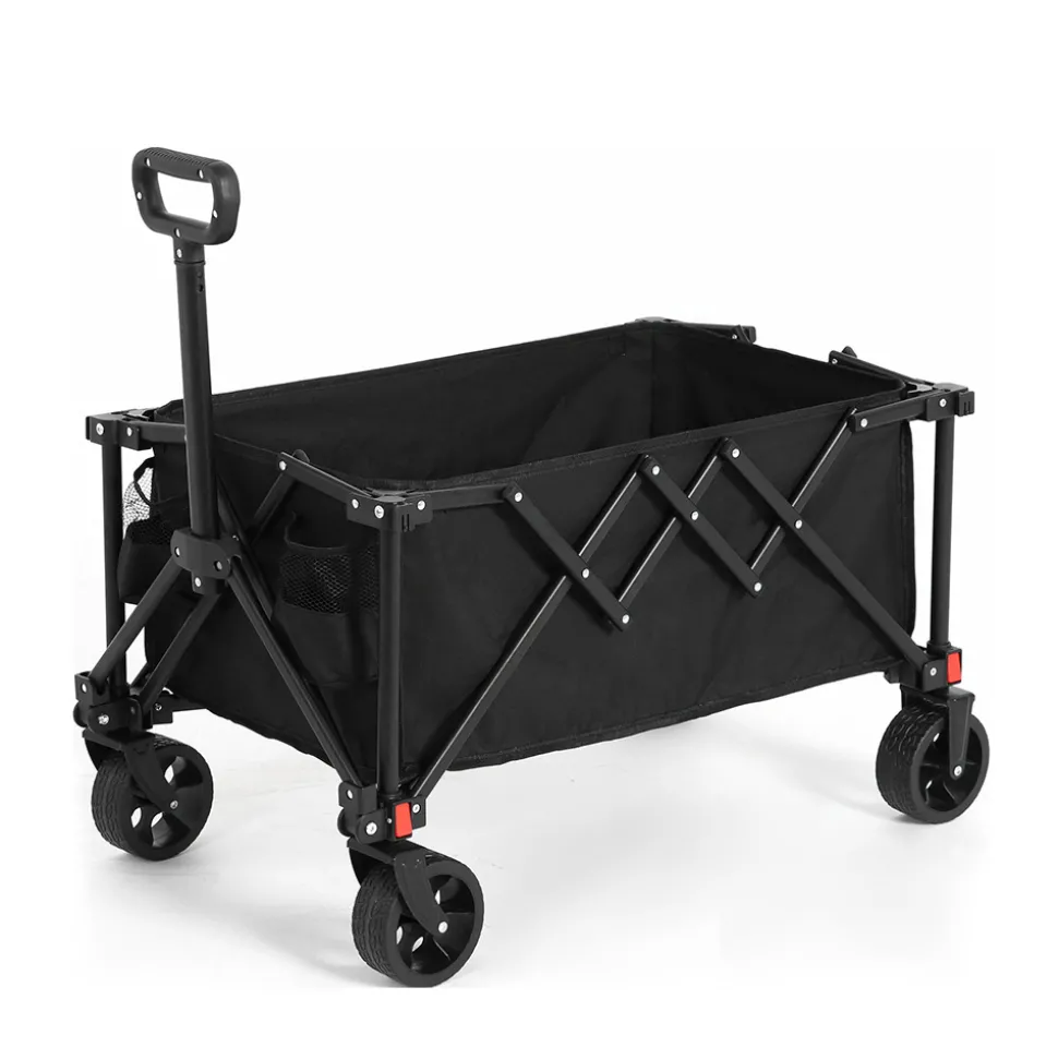 GUTENT - Chariots pliants, chariot pliant avec roues tout terrain, chariots de jardin robustes avec poignée réglable, noir
