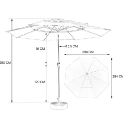 GUTENT - Parasol à manivelle,parasol extérieur double face rectangle grand,kaki