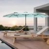 GUTENT - Parasol double face rectangulaire grand avec manivelle,vert clair