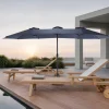 GUTENT - Parasol double face rectangulaire grand avec manivelle,bleu marine