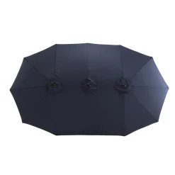 GUTENT - Parasol double face rectangulaire grand avec manivelle,bleu marine