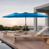 GUTENT - Parasol double face rectangulaire grand avec manivelle,bleu foncé