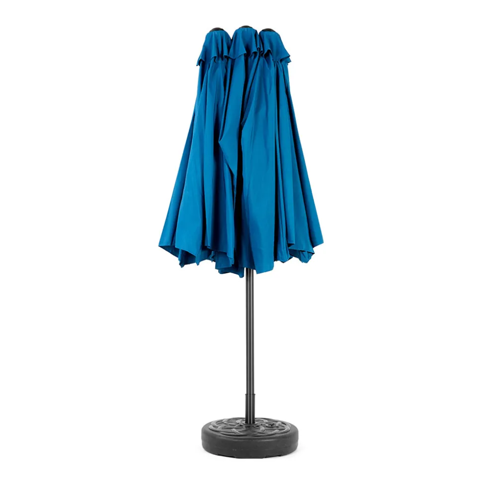 GUTENT - Parasol double face rectangulaire grand avec manivelle,bleu foncé