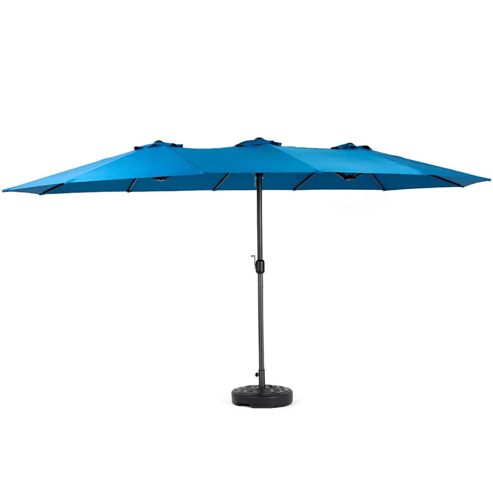 GUTENT - Parasol double face rectangulaire grand avec manivelle,bleu foncé