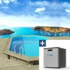 HABITAT ET JARDIN - Piscine bois " miami 145 " - 4.86 x 3.36 x 1.45 m + mini pompe à chaleur 3.5kw - métal - gris