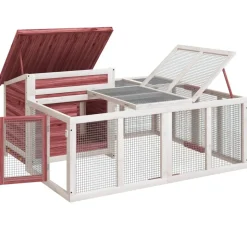 HELLOSHOP26 - Clapier moka 144 x 123 x 67,5 cm bois de pin massif marron