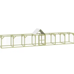 HELLOSHOP26 - Poulailler enclos cage poules 700 x 100 x 150 cm bois de pin massif imprégné marron