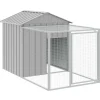 HELLOSHOP26 - Poulailler enclos cage poules avec cour clair 117 x 201 x 123 cm acier galvanisé gris