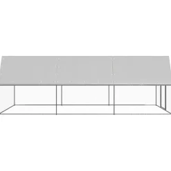 HELLOSHOP26 - Poulailler enclos cage poules d'extérieur 3 x 6 x 2 m acier galvanisé argent