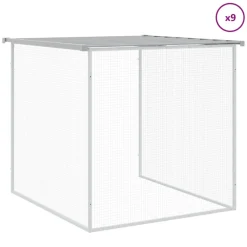 HELLOSHOP26 - Poulailler enclos cage poules avec toit clair 1003 x 98 x 90 cm acier galvanisé gris