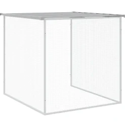 HELLOSHOP26 - Poulailler enclos cage poules avec toit clair 1003 x 98 x 90 cm acier galvanisé gris