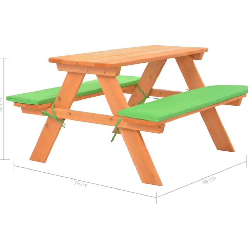 HELLOSHOP26 - Table de pique-nique pour enfants avec bancs 89 x 79 x 50 cm sapin