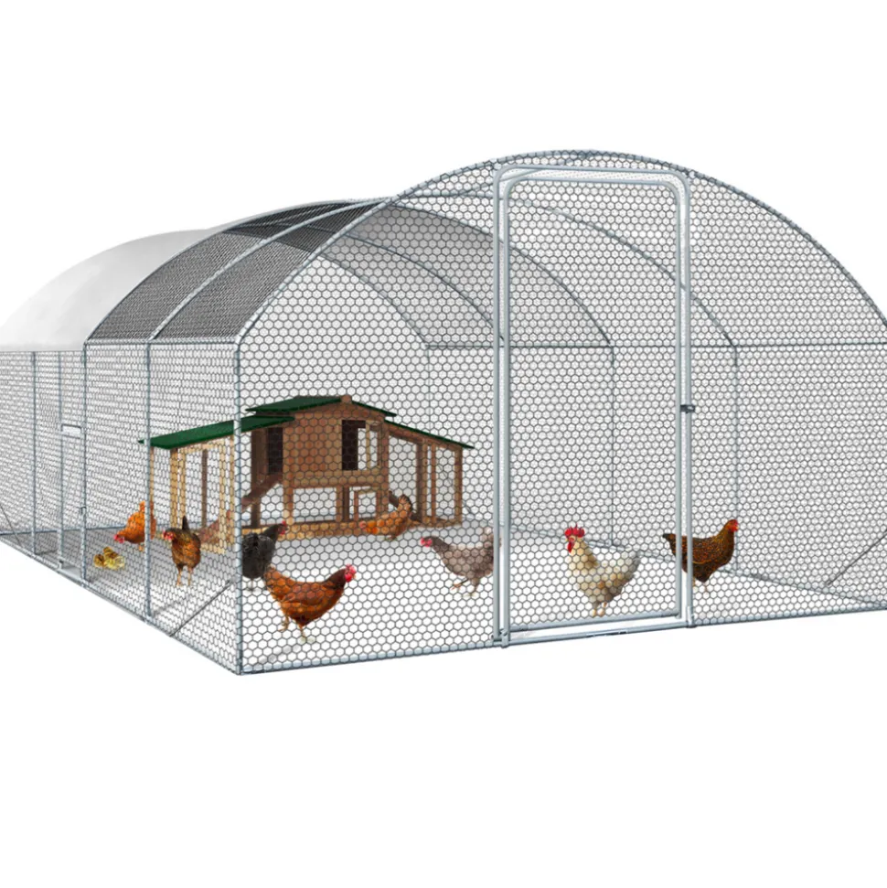 IDMARKET - Enclos poulailler dôme 15 m² parc grillagé 3x5 m avec porte latérale